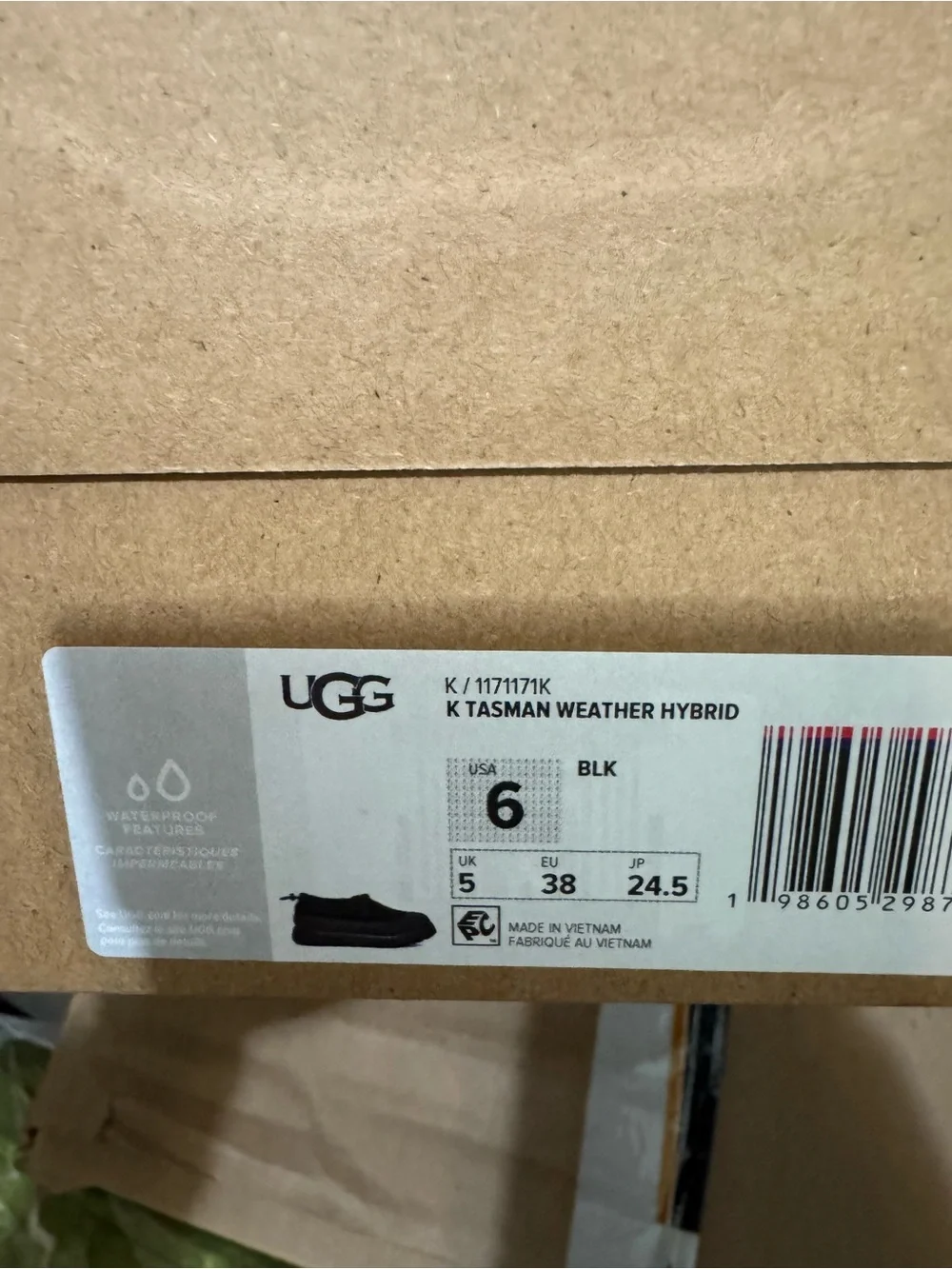 UGG Tasman Weather Hybrid Big Kids' Black Slip-On